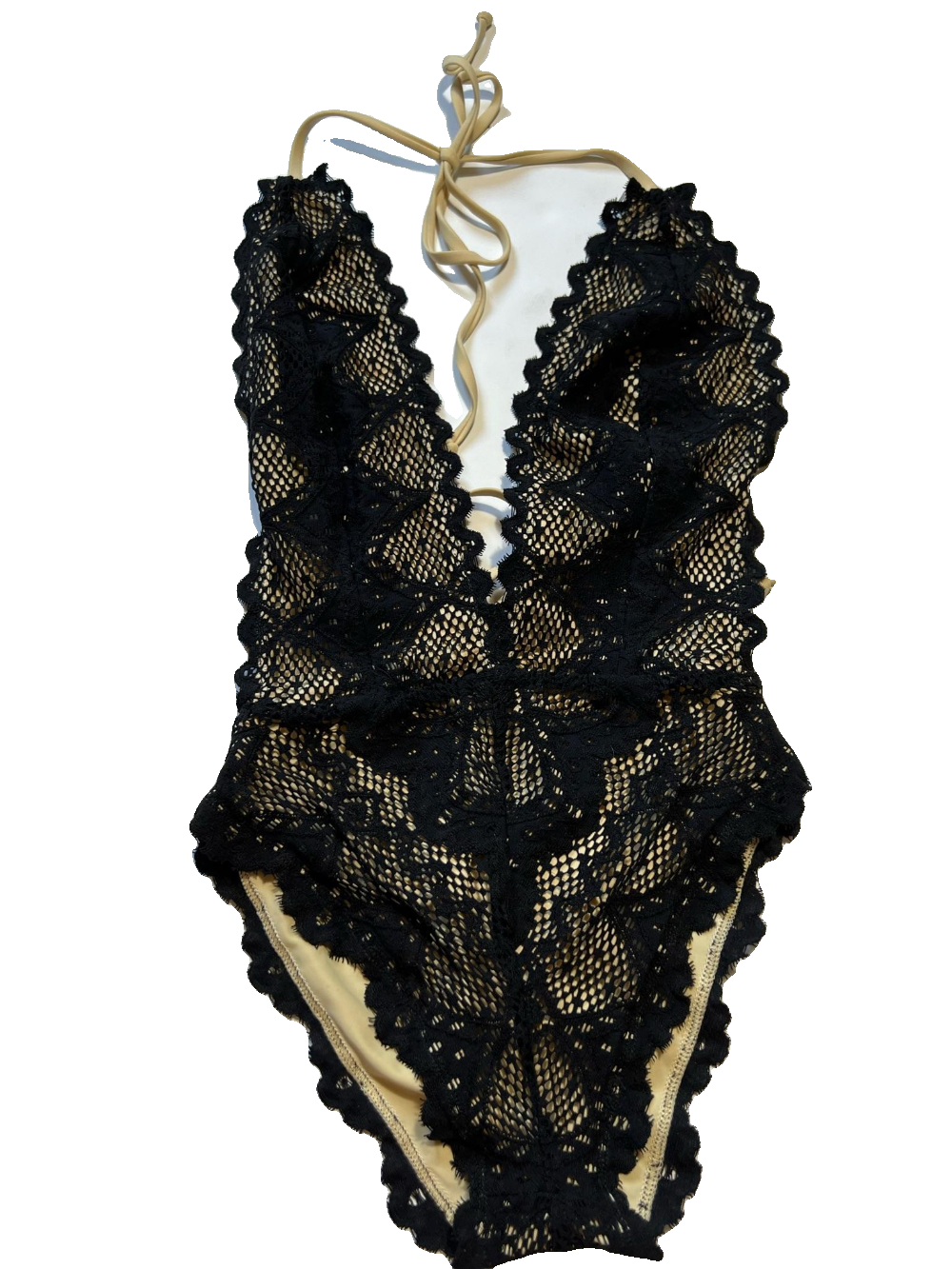 Nightcap Swimwear - Black Lace Plunge Swimsuit