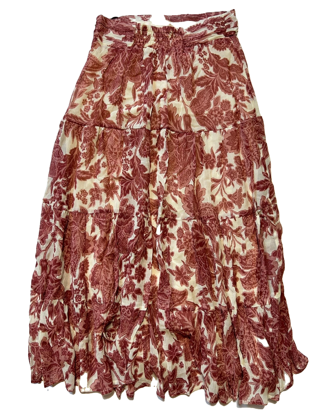 ba&sh - Maroon and Beige Floral Maxi Skirt - NEW WITH TAGS