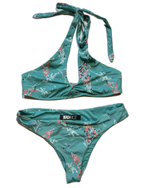 Beach Riot - Green Floral Halter Bikini Set