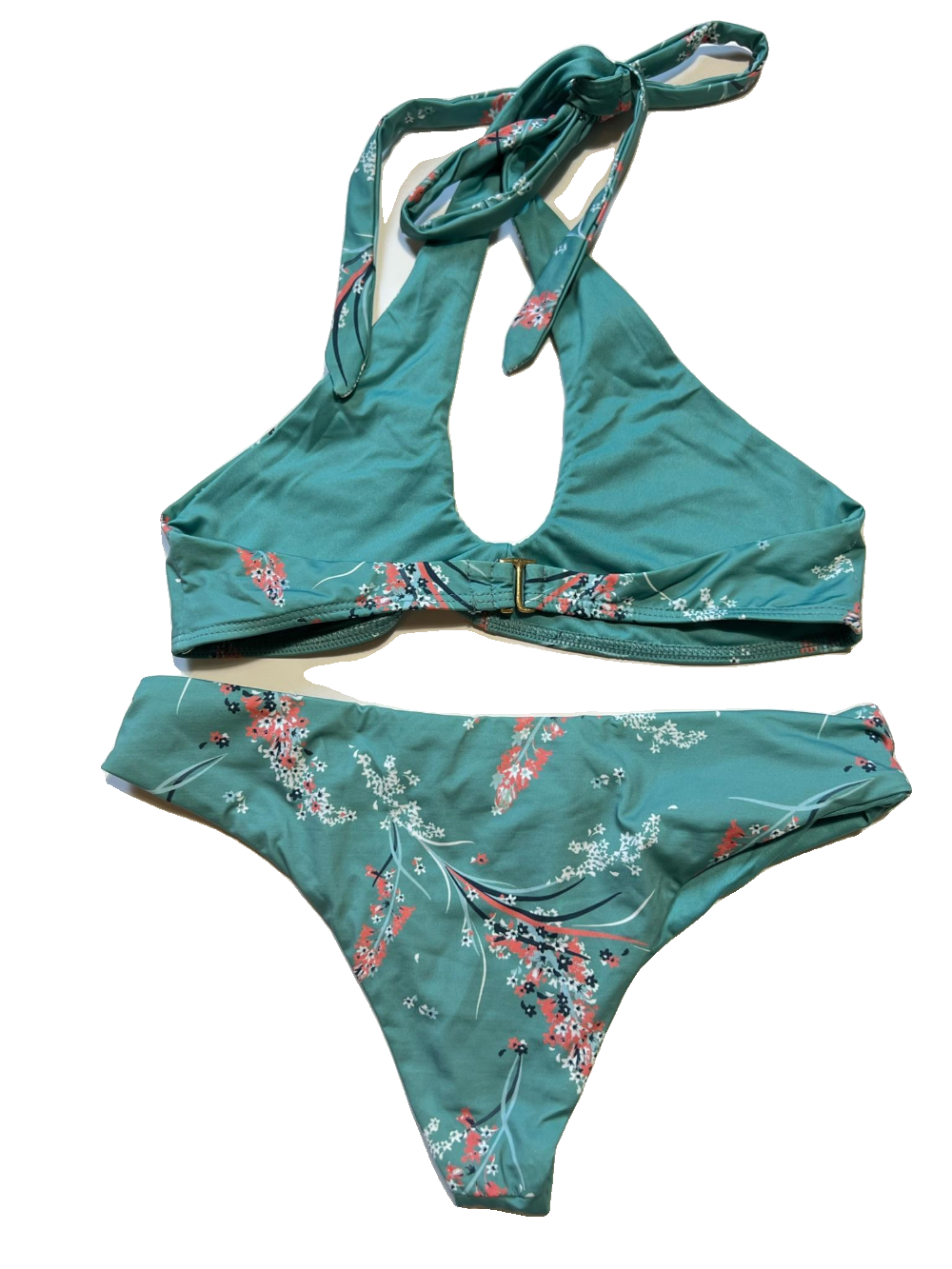 Beach Riot - Green Floral Halter Bikini Set