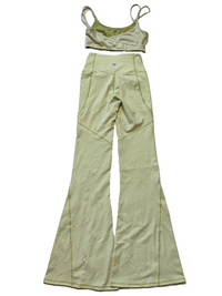 Fabletics - Green Checkered Flare Set - NEW WITH TAGS