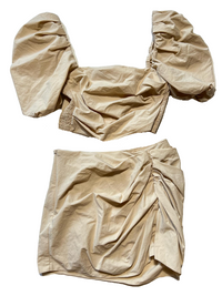 Amanda Uprichard - Tan Puff Sleeve Skirt Set