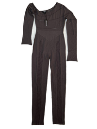 Pretty Little Thing- Shape Charcoal Bardot Knitted Hole Detailed Jumpsuit NEW WITH TAGS