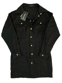Pretty Little Thing- Black Cargo Fitted Waist Popper Front Shirt Dress NEW WITH TAGS