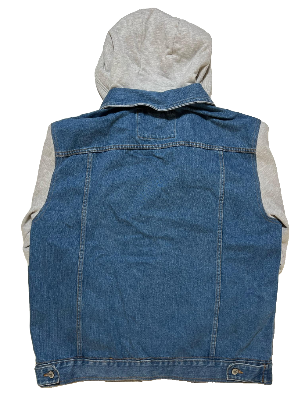 Buy Online Bold Denim Wash Hooded Sleeveless Denim Jacket for Men – Zobello