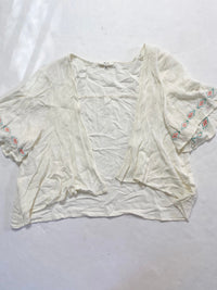 Mine- White Embroidered Short Sleeve Cardigan