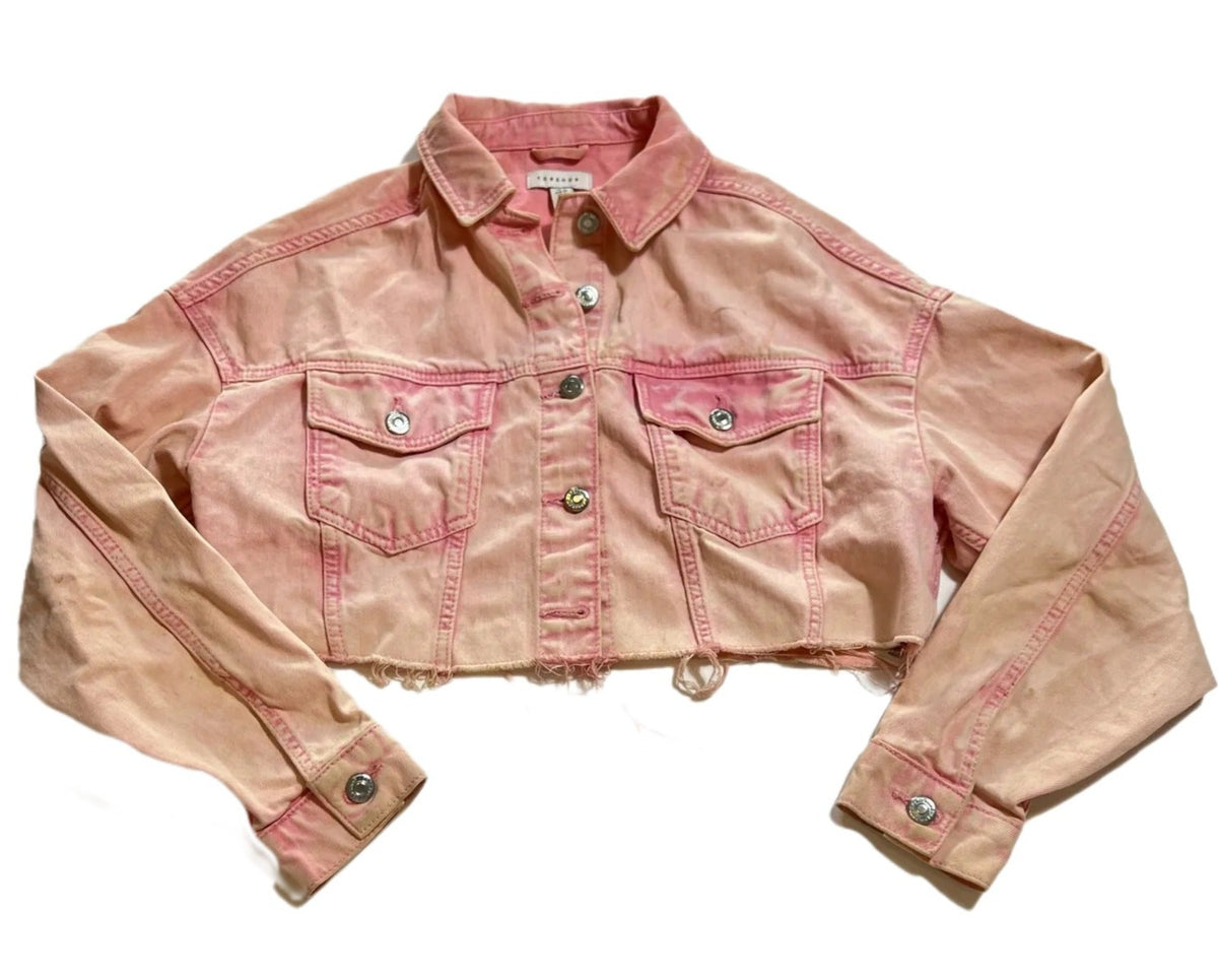 Top Shop- Pink Cropped Jean Jacket