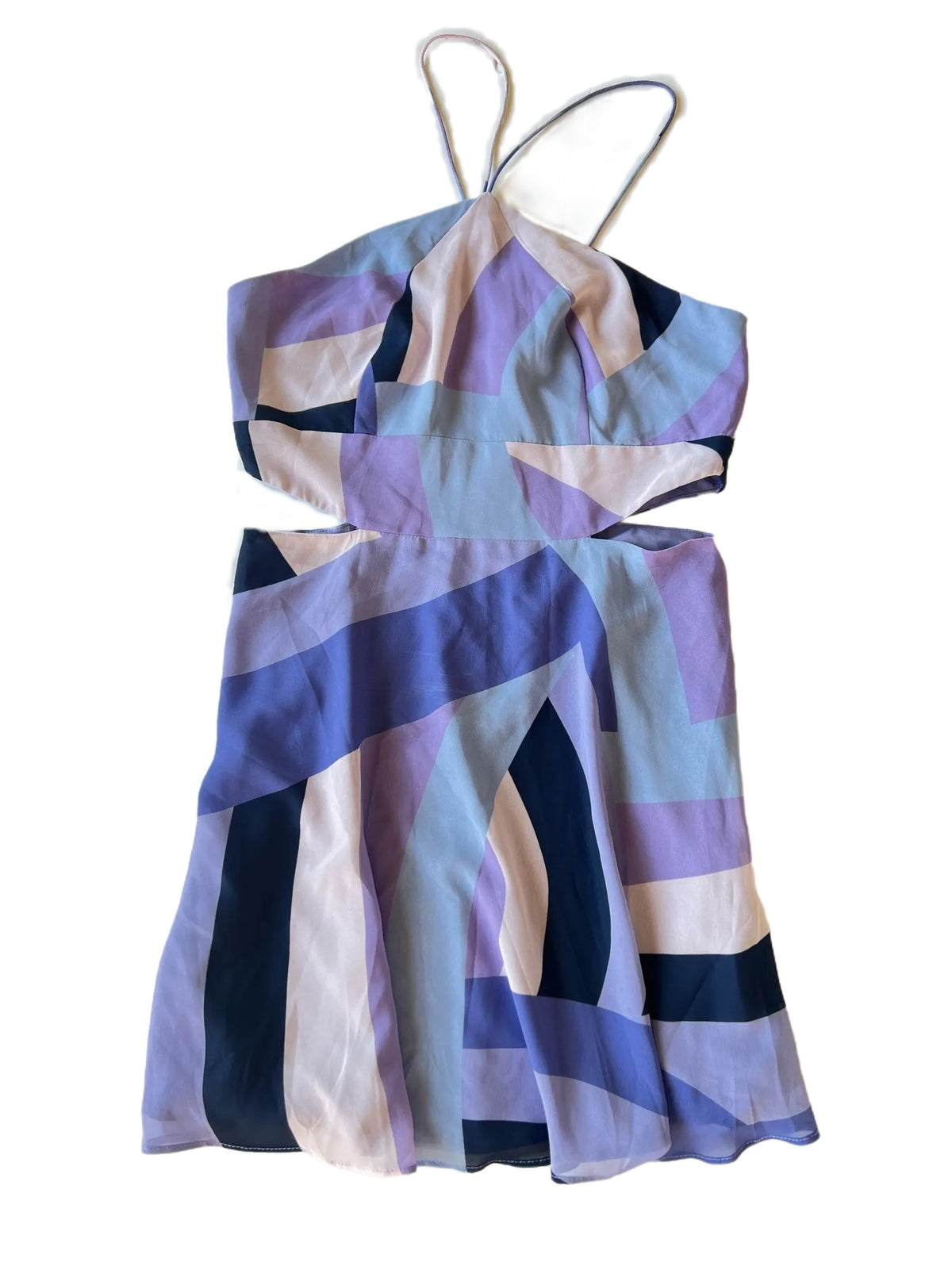 Hutch- Purple Printed Cutout Mini Dress