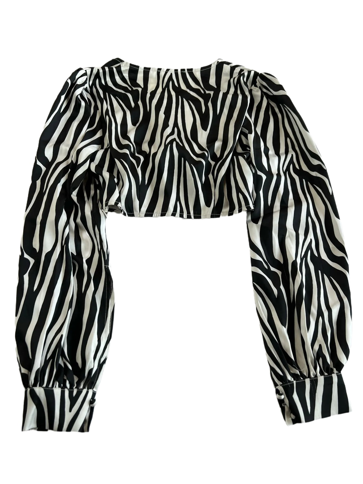 White Fox- Zebra Twist Front Long Sleeve Blouse