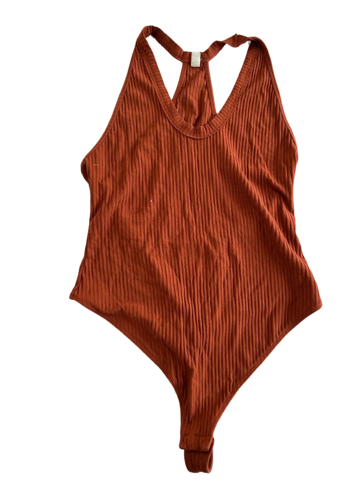 Free People- Rust Ribbed Body Suit