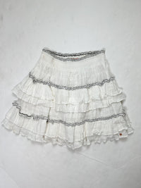 Scotch and Soda-White and Black Ruffled Mini Skirt