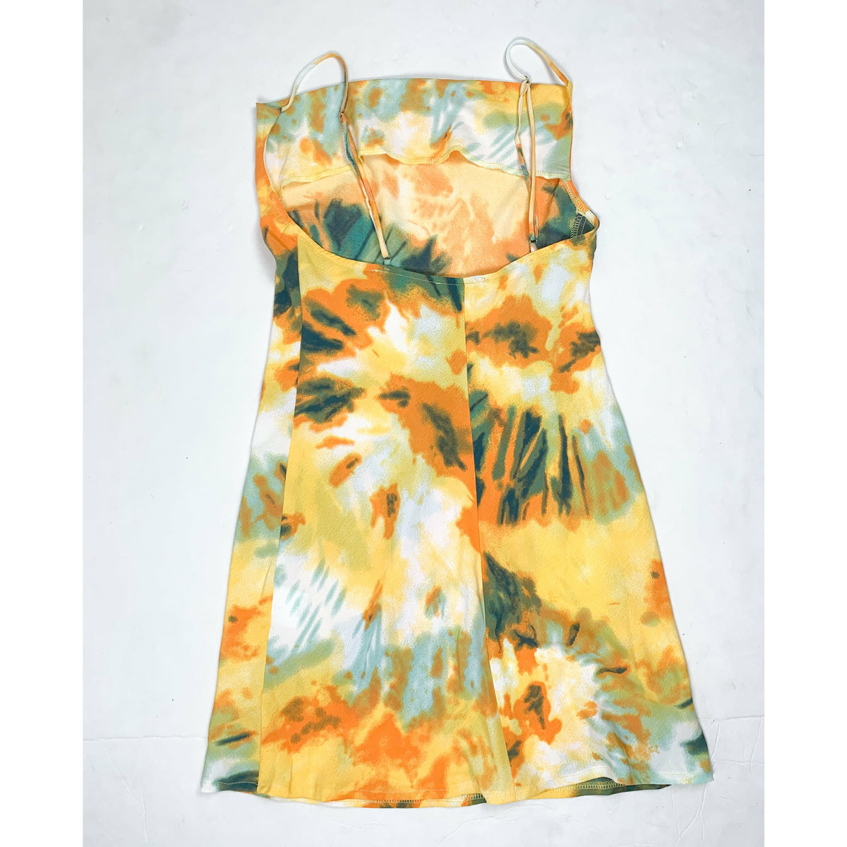 Saints and Secrets - Yellow Tie Dye Cowl Neck Mini Dress