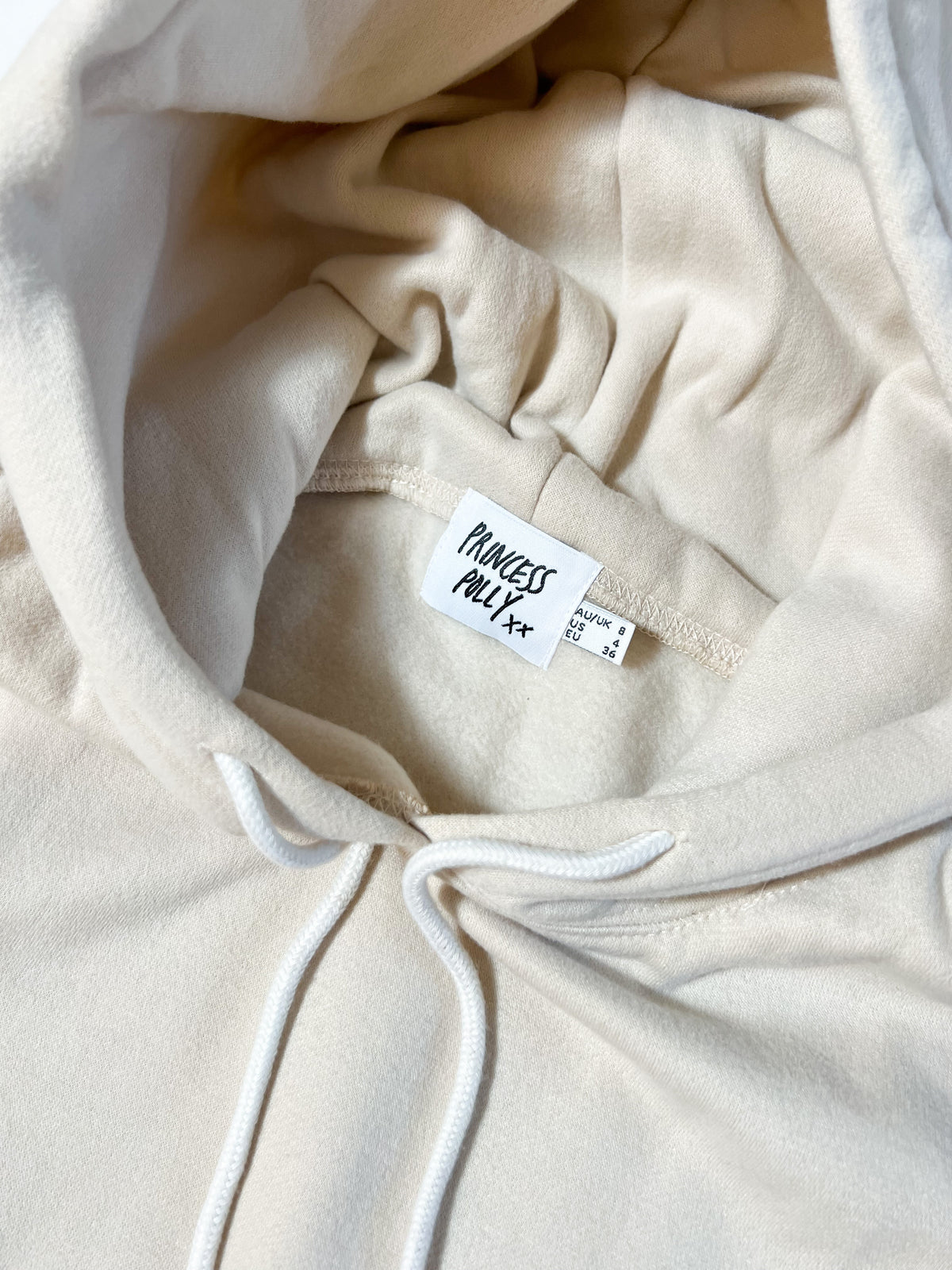 Princess Polly- Cream Cropped Hoodie
