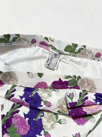 Dippin Daisy- White Bikini Bottom Purple Rose Print