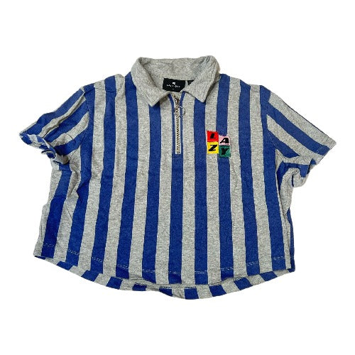 Lazy Oaf- Blue and White Striped Short Sleeve Top