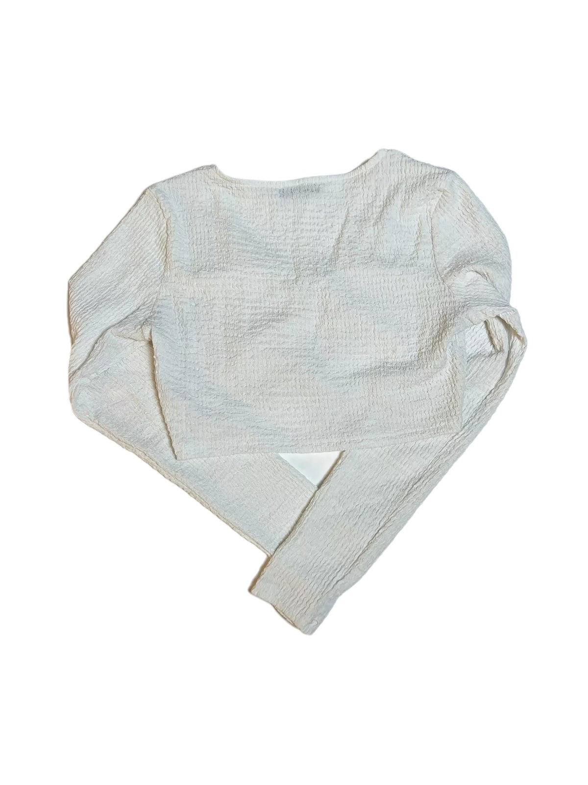 Just Quella- White Long Sleeve Cut Out Crop Top