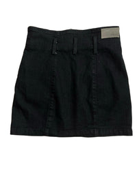 Carmar- Black Denim Zip Front Mini Skirt