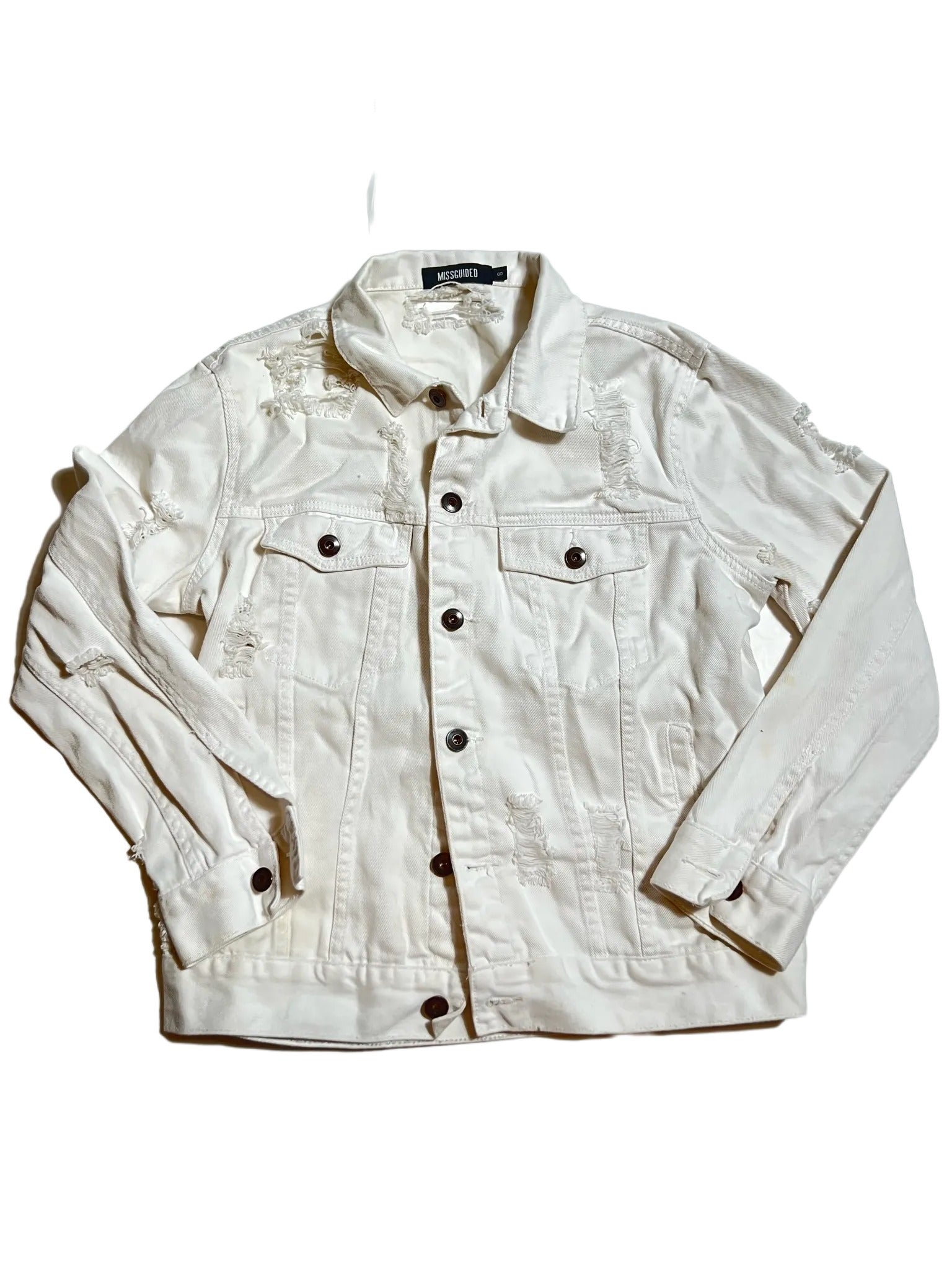 White denim clearance jacket distressed