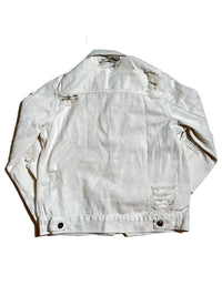Missguided- White Distressed Jean Jacket