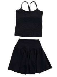 Splits59- Black Tennis Skirt Matching Set