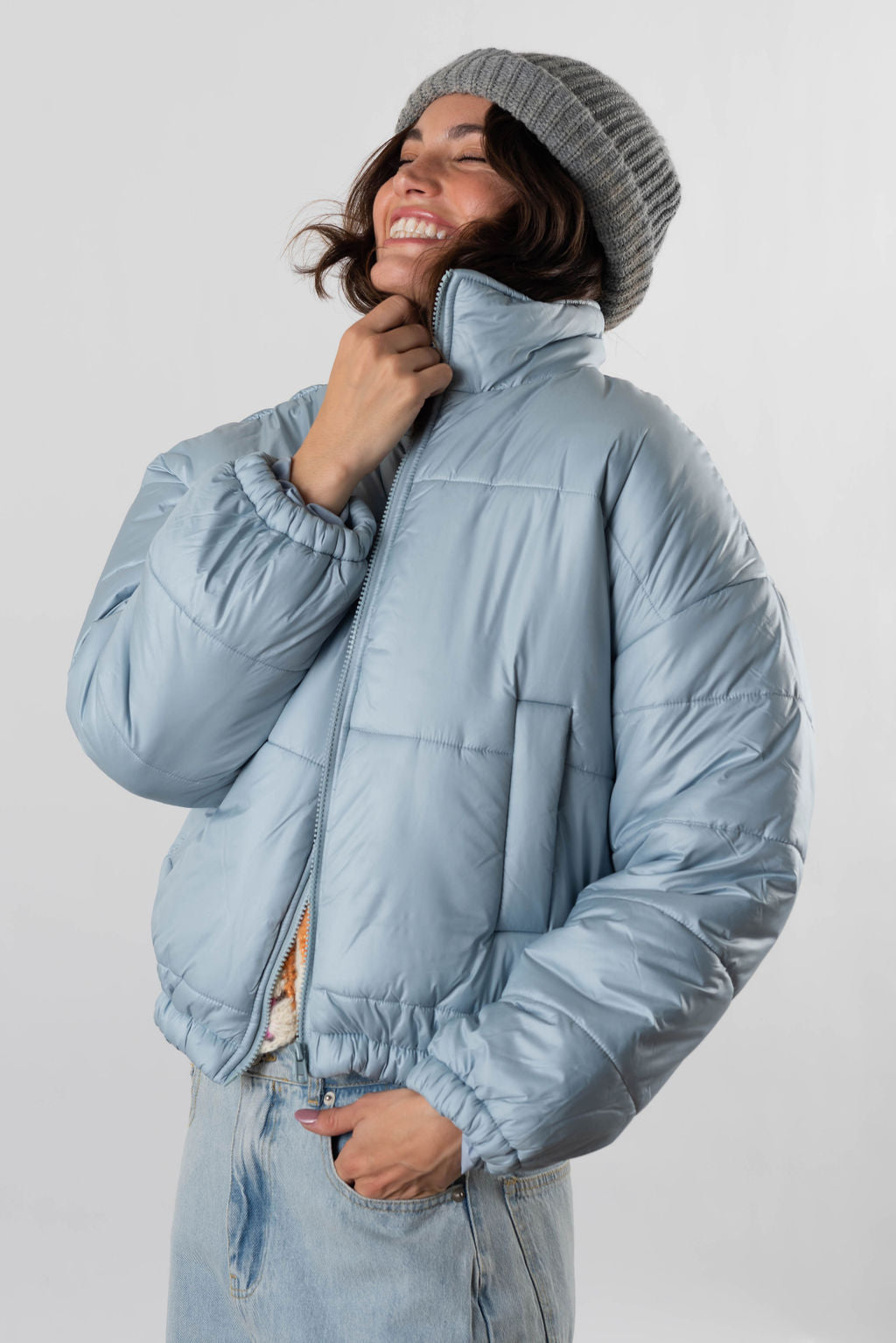 Aspen With Love Puffer Jacket In Ice Blue FINAL SALE