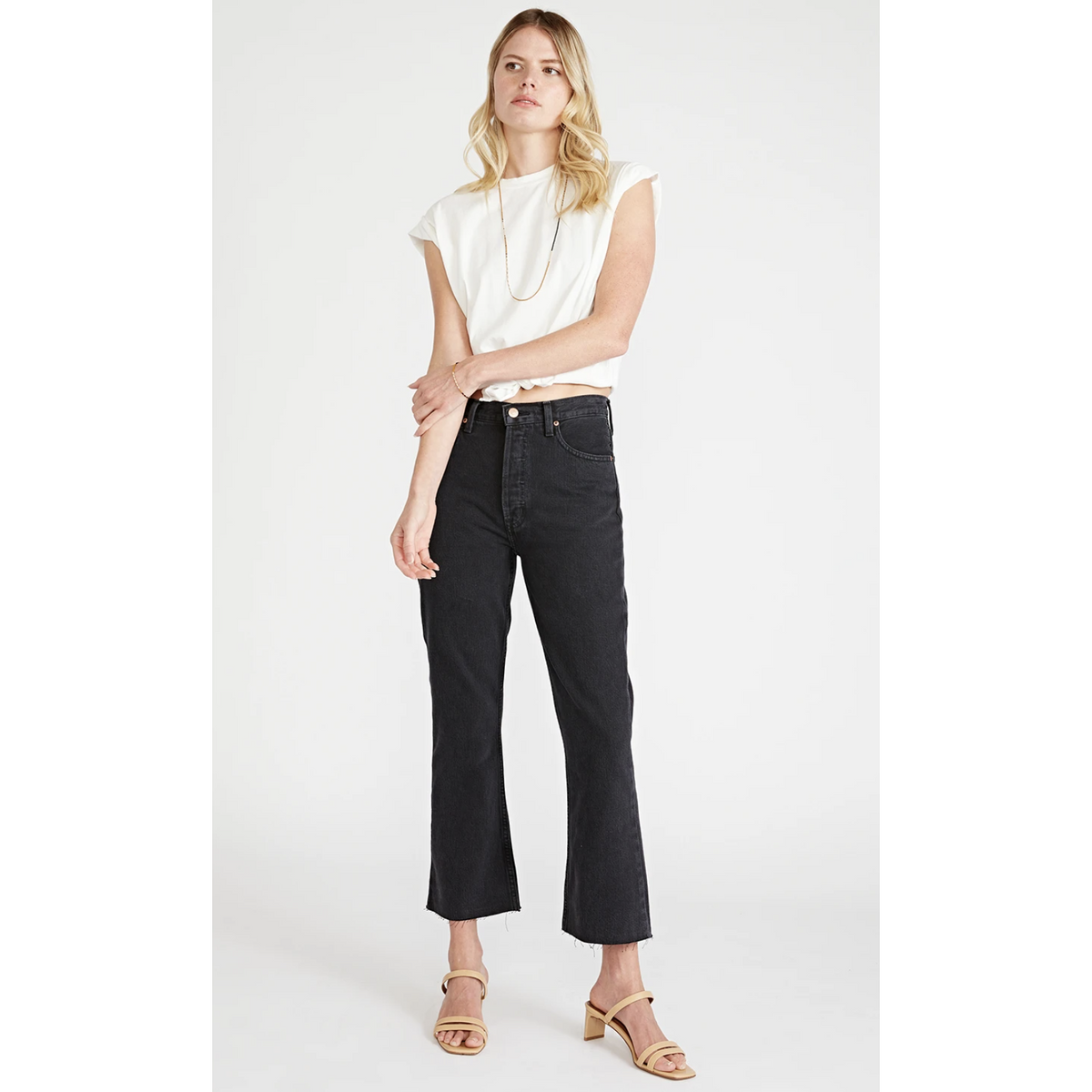 Etica - Sustainable - Josie High Rise Crop Flare - Obsidian