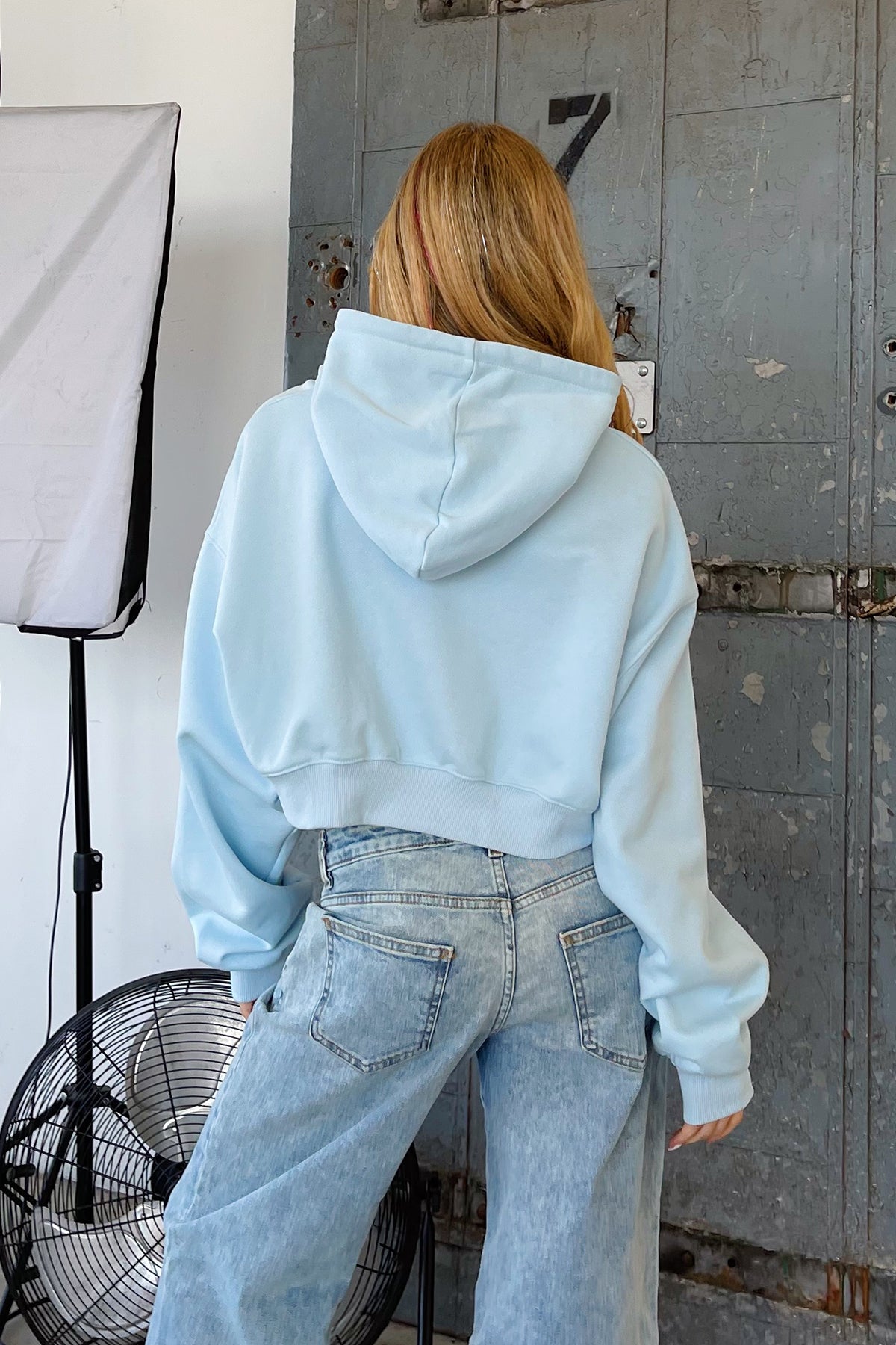 Light blue clearance crop hoodie