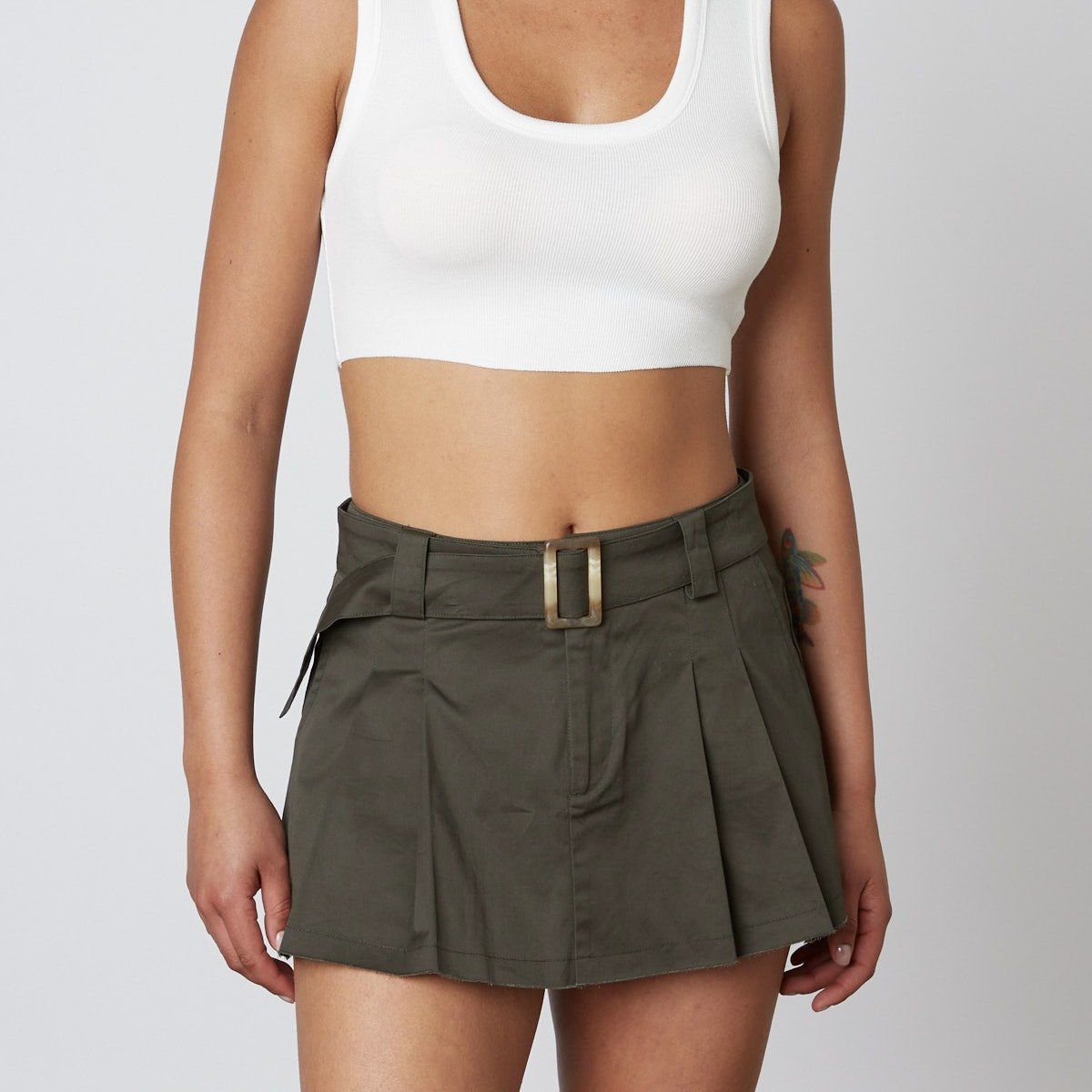 Aubrey Pleated Army Mini Skirt FINAL SALE