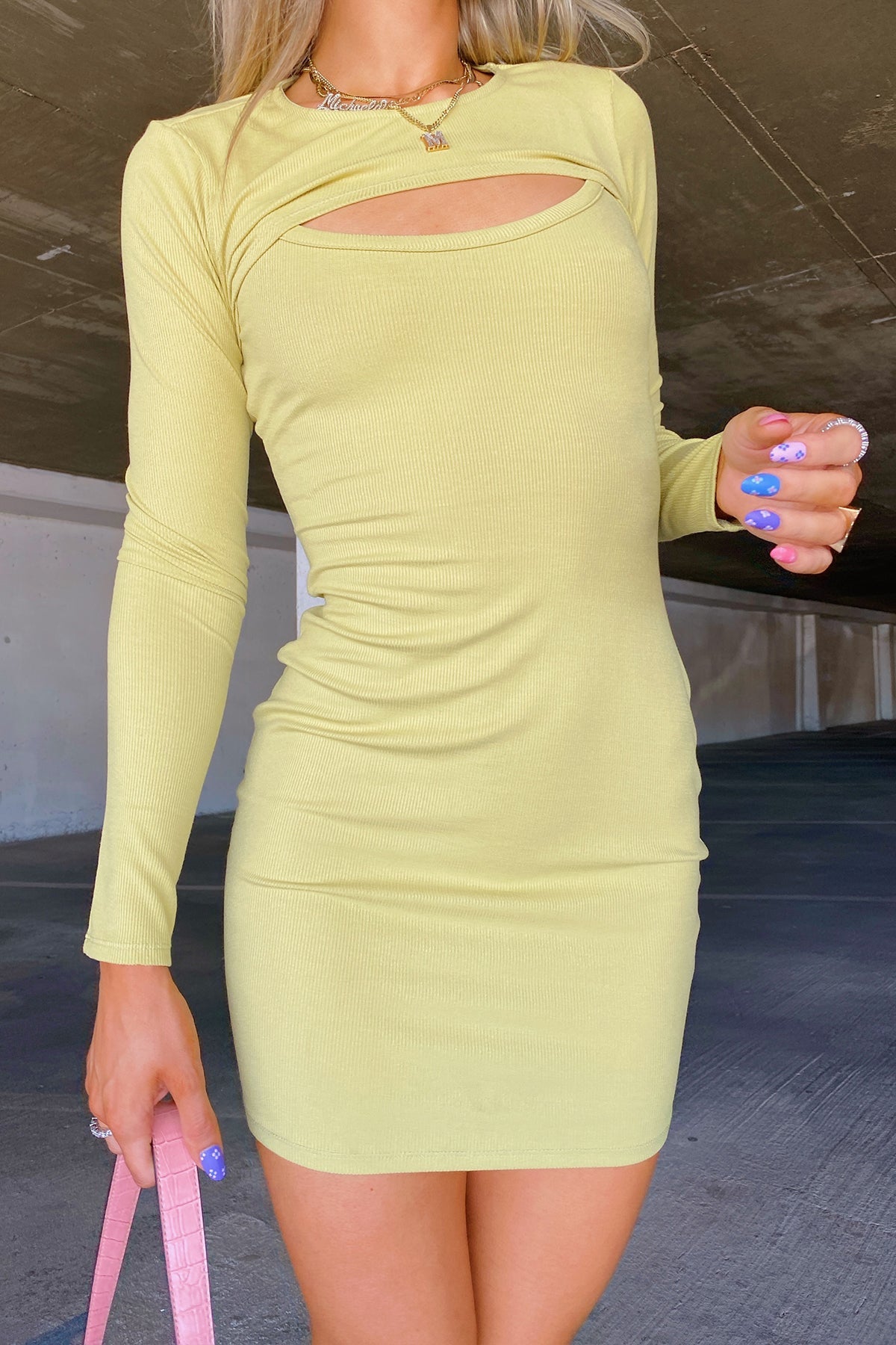 You're My Soulmate Lime Ribbed Two Piece Dress FINAL SALE
