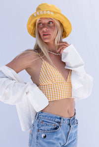 All The Right Vibes Checked Crop Top In Yellow FINAL SALE