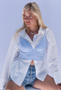 All The Right Vibes Checked Crop Top In Blue FINAL SALE