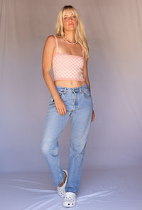 At Sunset Checked Crop Knit Top FINAL SALE