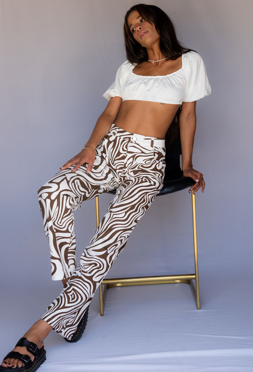 CALIstyle Catching Waves Jeans In Brown Swirl FINAL SALE