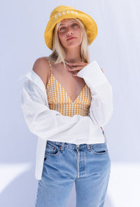All The Right Vibes Checked Crop Top In Yellow FINAL SALE