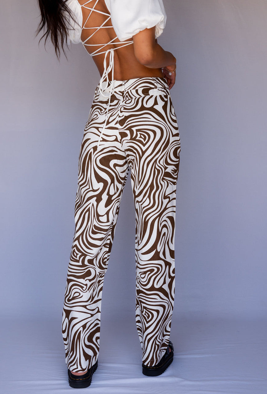CALIstyle Catching Waves Jeans In Brown Swirl FINAL SALE