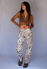 CALIstyle Catching Waves Jeans In Brown Swirl FINAL SALE