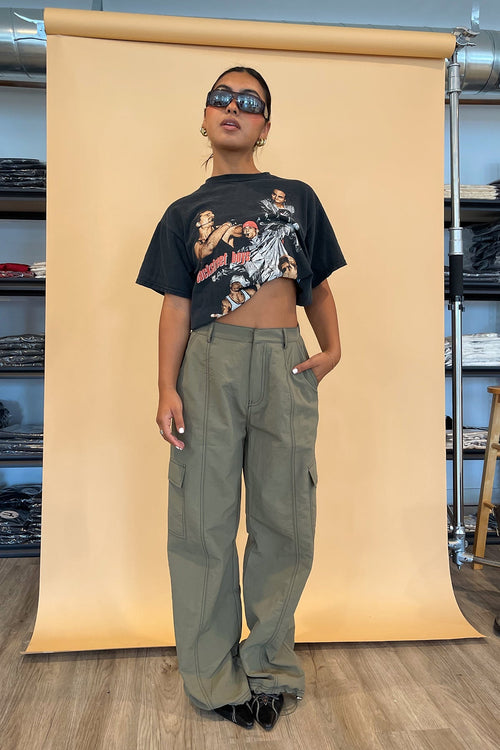 Outside the Lines Olive with Contrast Stitch Parachute Pants FINAL SALE