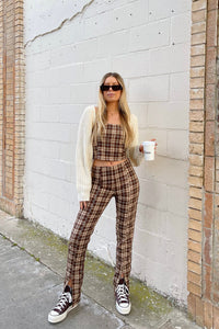 As If Brown Check Tube Top and Pant Set FINAL SALE