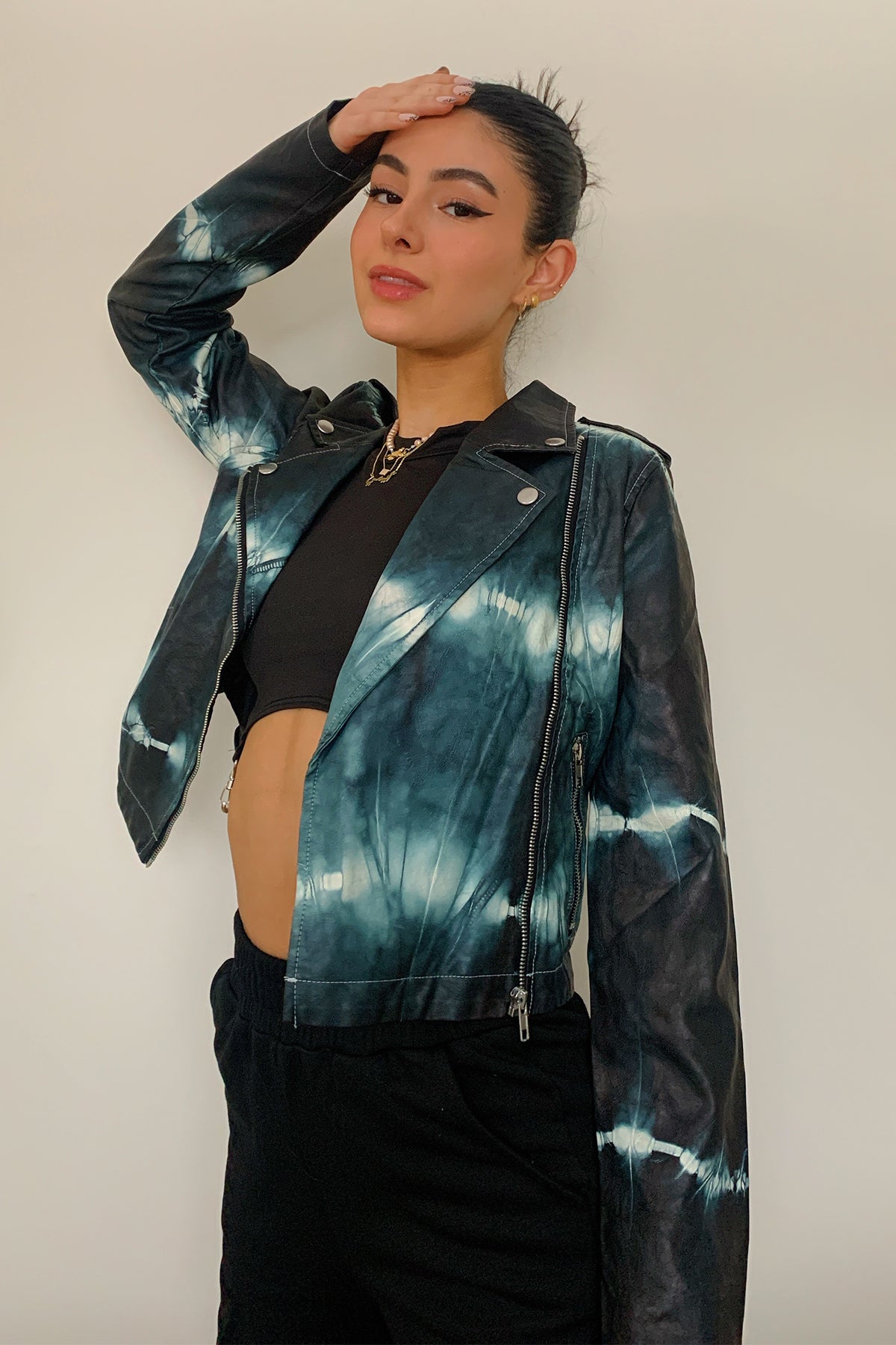 Tie dye moto on sale jacket